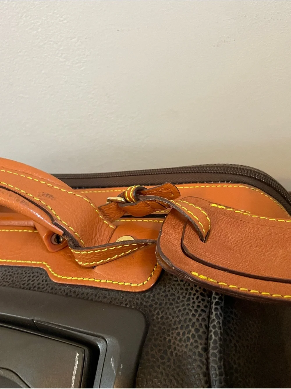 Bric's Dark Brown and Orange Carry-On Suitcase